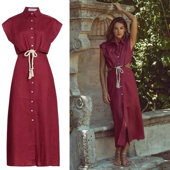 HEVRON Dresses & Skirts - NWOT HEVRON Celine Linen Cut Out Maxi Dress